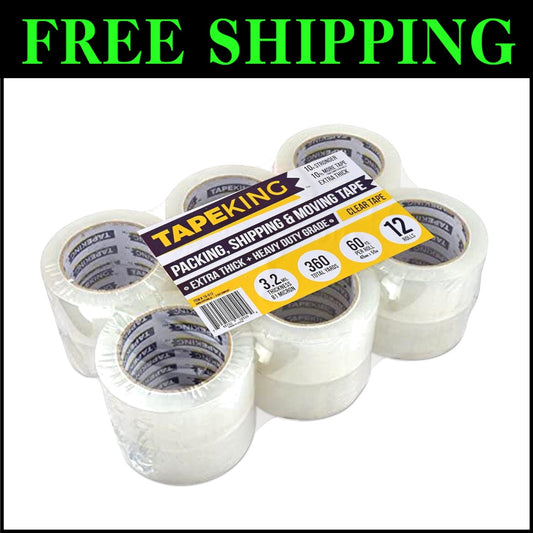 12 Heavy Duty Clear Tape Rolls - 60 Yards Each, Waterproof for All Packing Needs