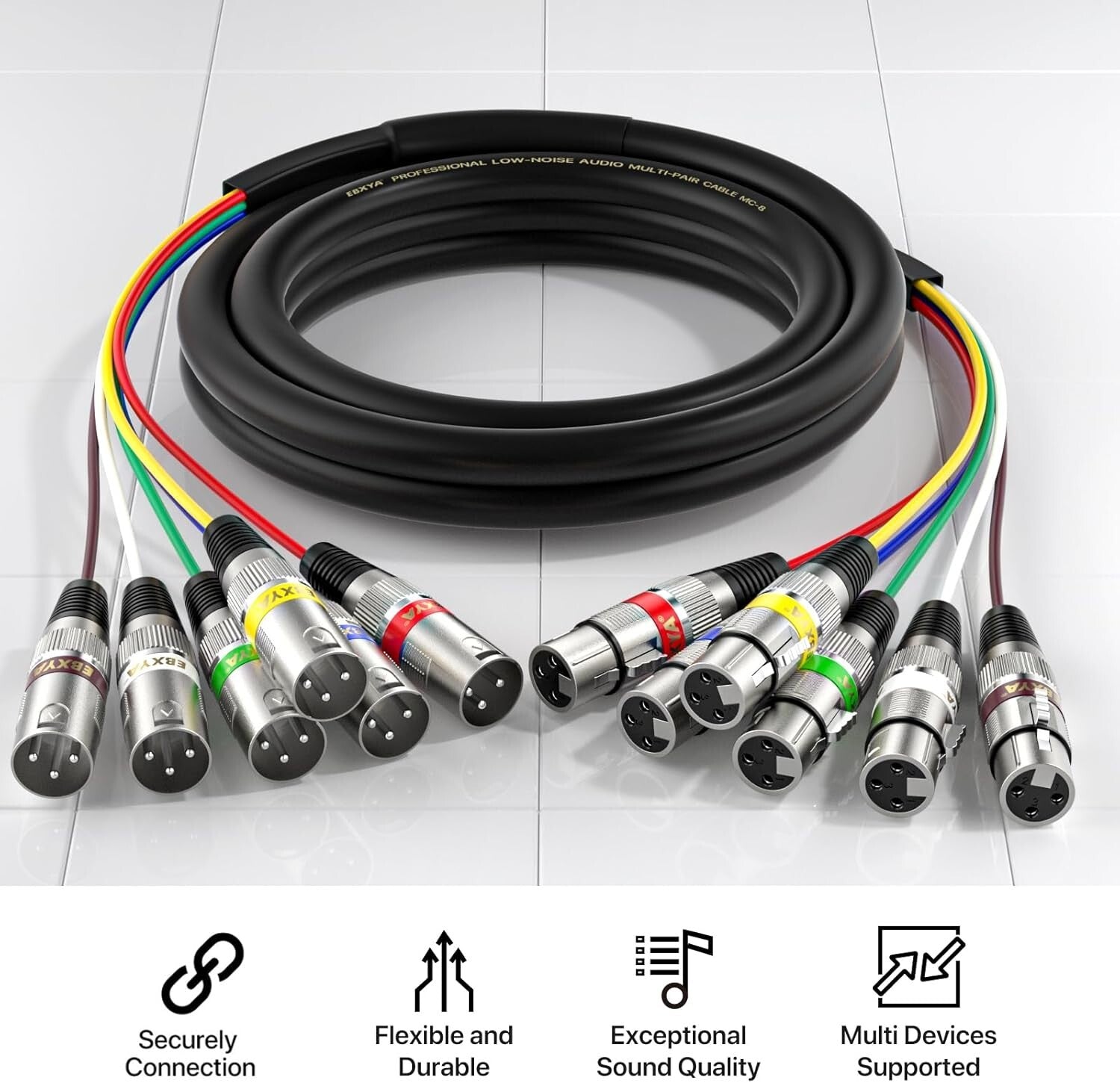 2 Pack 6 Ft XLR Snake Cables - Anti-Interference, Durable Design for Live Sound