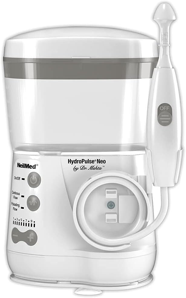 Electric Pulsating Nasal Irrigator with 30 Rinse Packets & Multiple Flow Options