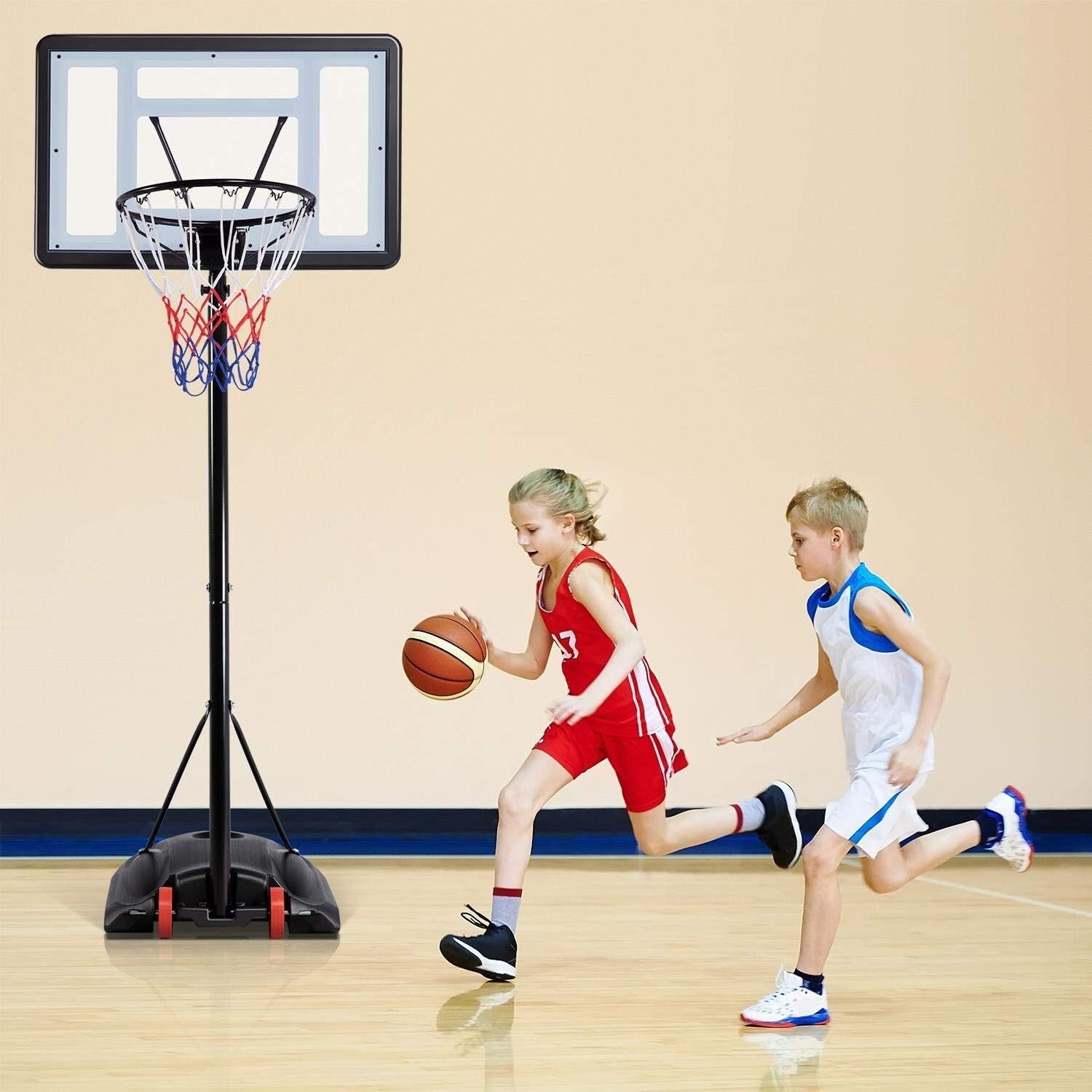 Durable Metal Portable Basketball Goal - Ideal for Kids & Teens, 32” Backboard