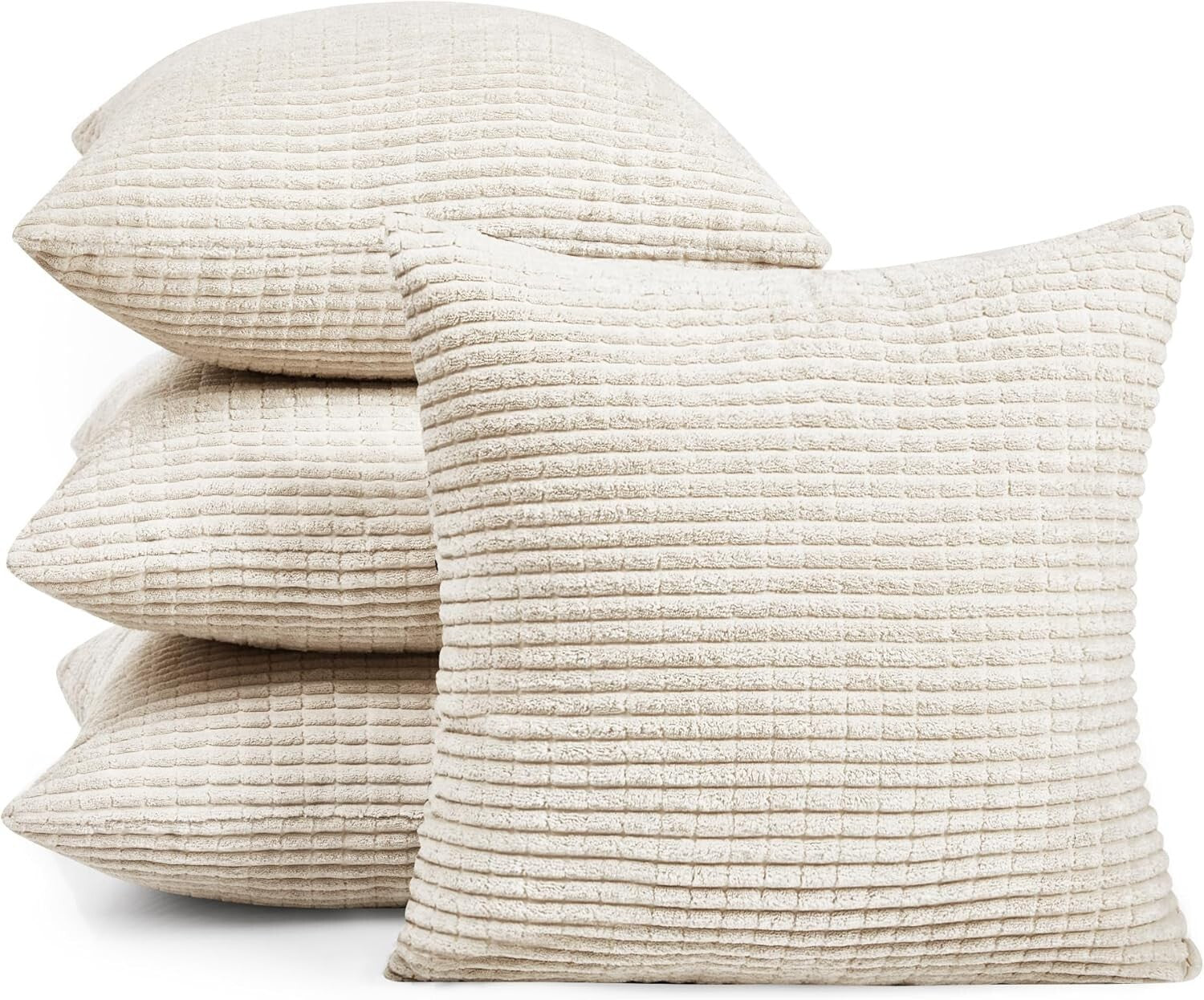 Soft & Durable 20x20 Inch Pillow Covers - Elegant Striped Corduroy for Home