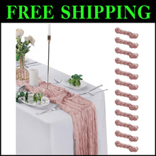 Load image into Gallery viewer, Romantic 12 Pack Gauze Table Runners in Dusty Pink - Rustic Wedding Essentials