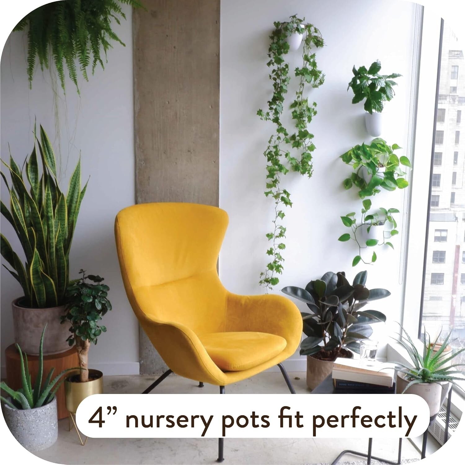 Lightweight Resin Indoor Wall Planters - 6 Self-Watering Pots for Easy Care
