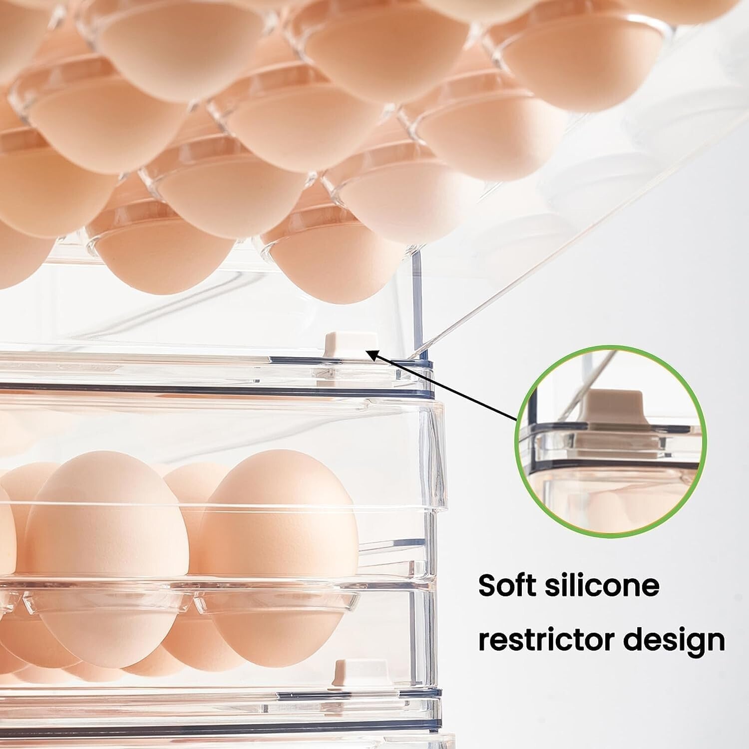 Clear Egg Tray with Non-Slip Base - Holds 48 Eggs, 2 Pack for Easy Storage