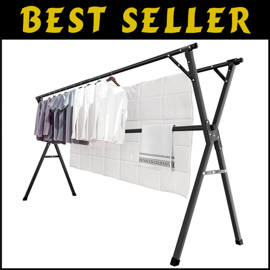 95 Inches Heavy-Duty Stainless Steel Clothes Drying Rack - Foldable & Portable