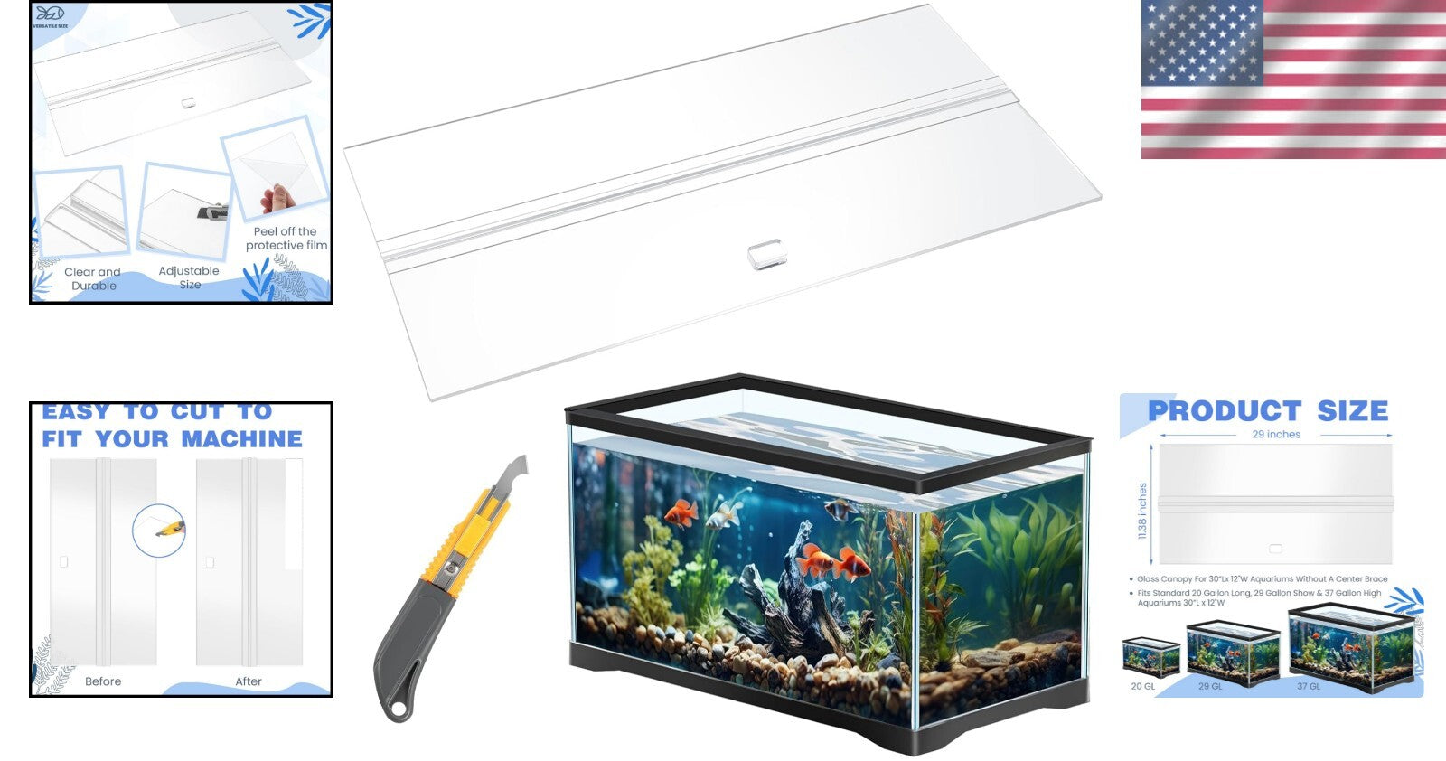 Elegant Minimalist Aquarium Cover 30 x 12 Inches – Lightweight & Easy to Manage