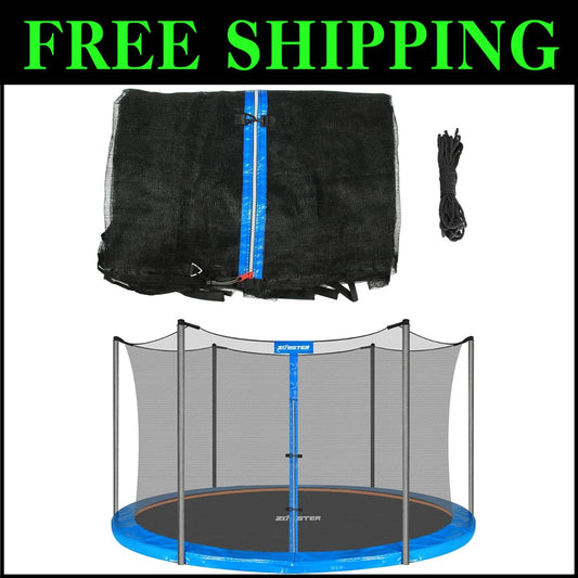 15ft Trampoline Safety Enclosure Net for 6 Straight Poles - Durable & Secure