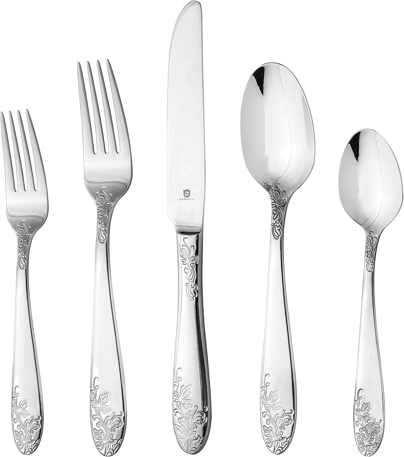 Elegant Floral 18/10 Stainless Steel Flatware Set - 40-Piece Dining Collection