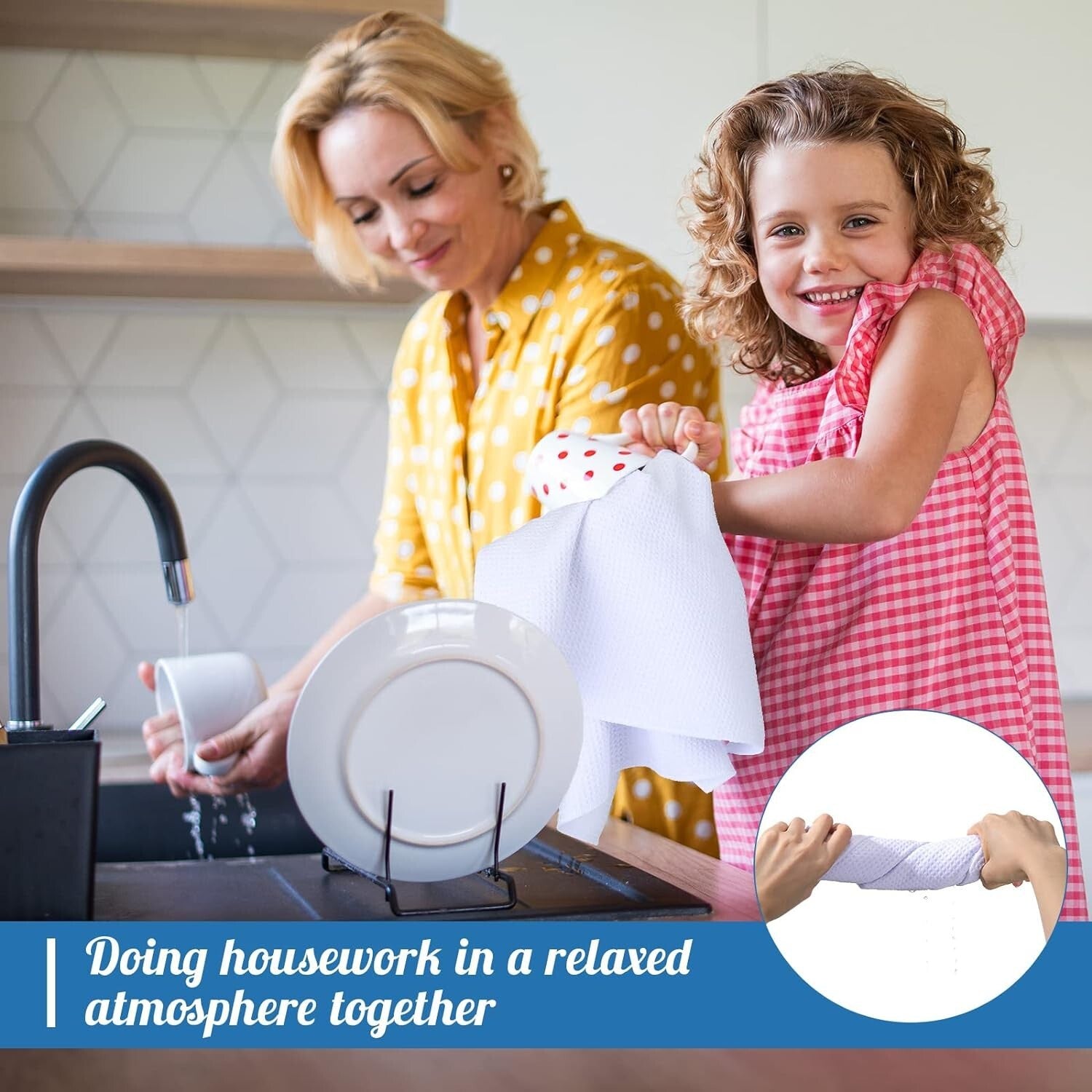 Fast-Drying Absorbent Microfiber Waffle Weave Tea Towels - Personalize with Love