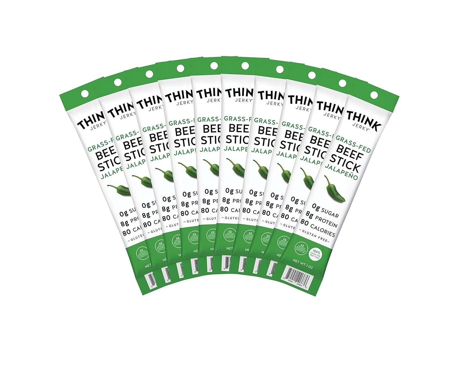 Chef-Crafted Jalapeno Beef Sticks - 10 Packs of Sugar-Free, Keto-Friendly Snacks