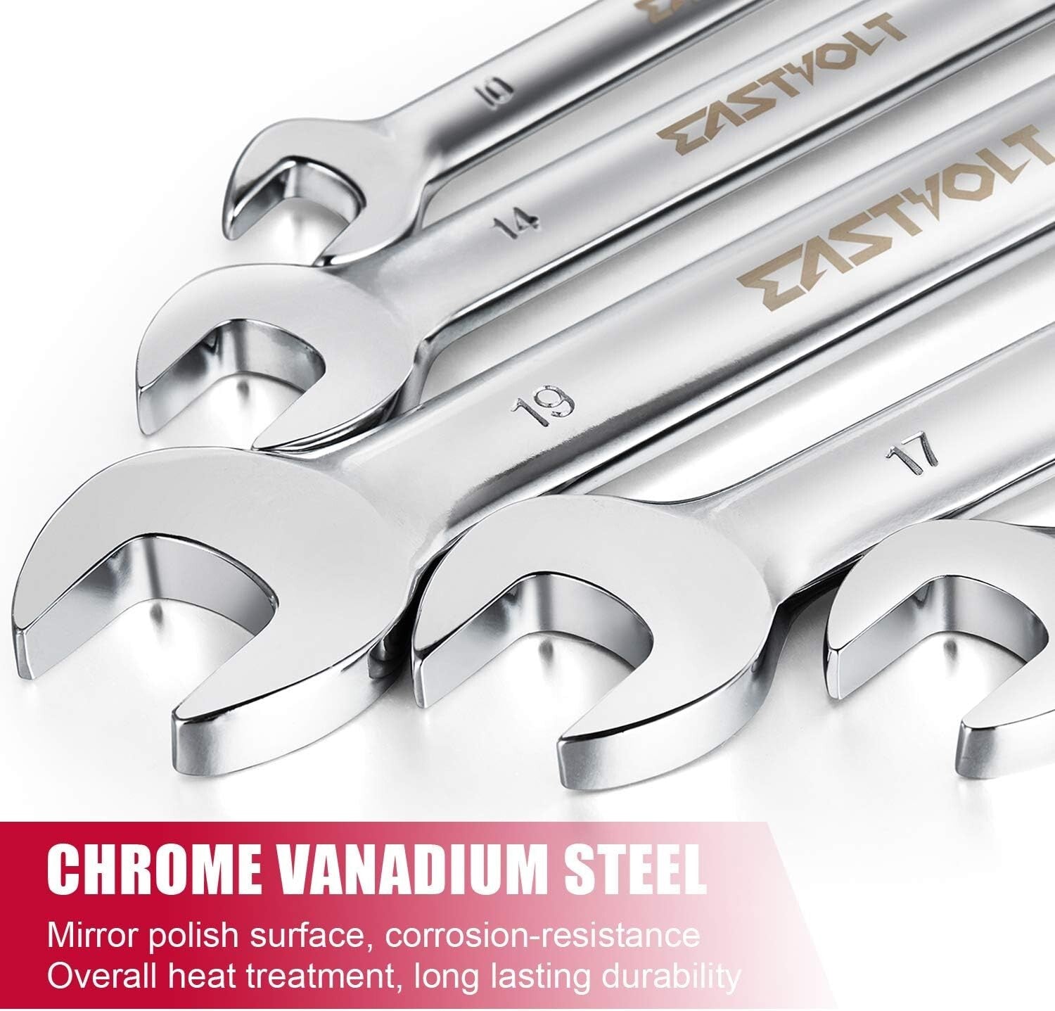 12-Piece Flex-Head Metric Ratcheting Wrench Set (8mm-19mm) - Chrome Vanadium