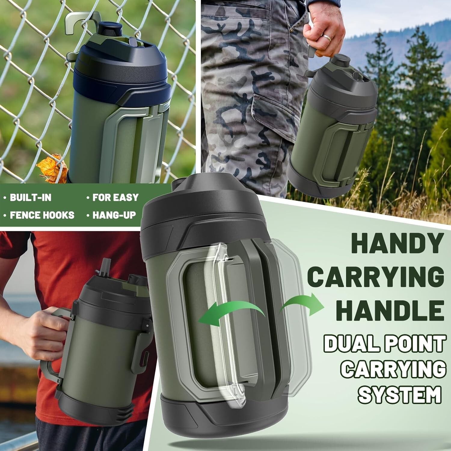 1 Gallon Stainless Steel Insulated Water Bottle for Gym, Hiking & Camping