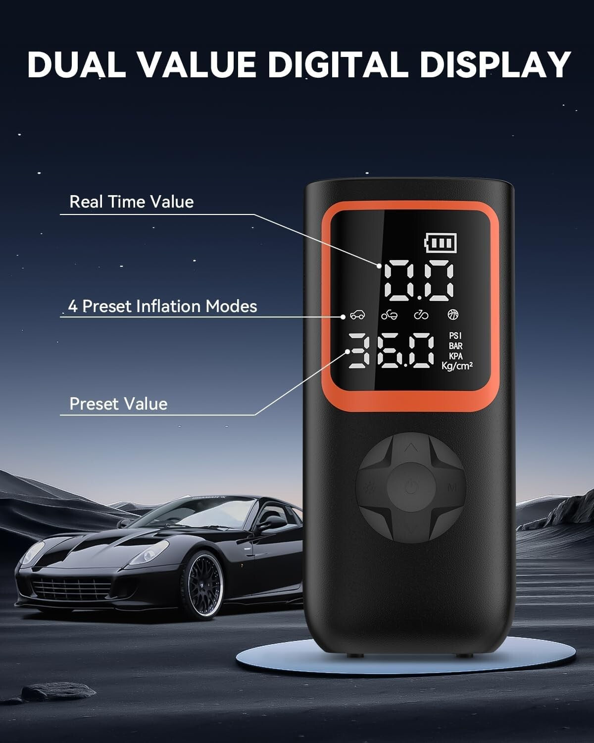 Multi-functional Tire Pump - Cordless Air Compressor with Emergency USB Ports