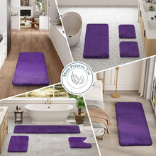 Load image into Gallery viewer, Large Dark Purple Bathroom Rug - Shaggy Microfiber, Extra Absorbent &amp; Washable