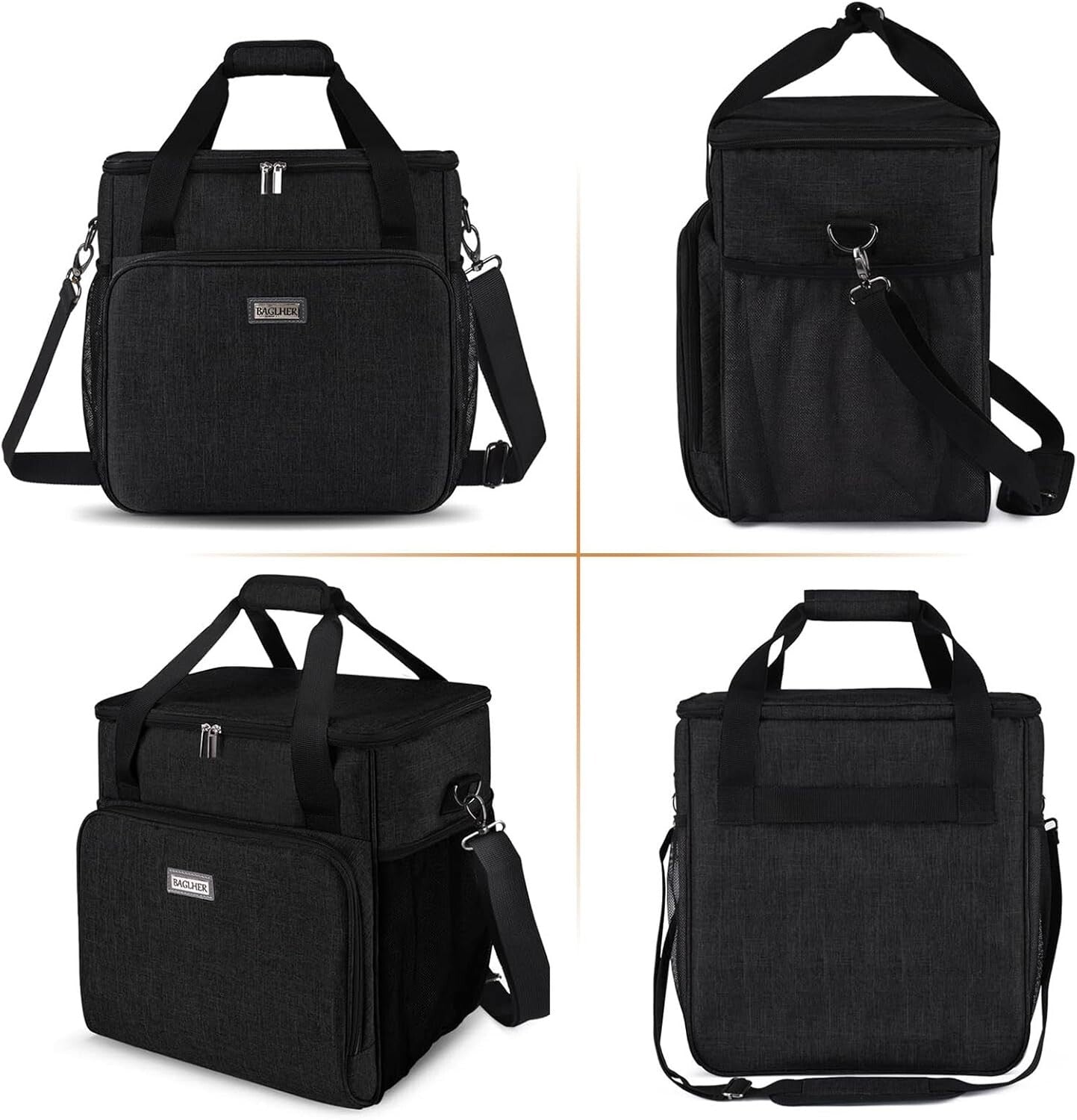 Black Coffee Maker Case with Multi-Pockets for Easy Travel - Fits Keurig Models