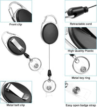 Load image into Gallery viewer, Retractable Badge Reel Set – 50 Durable Holders with Easy Clip &amp; Key Ring Access
