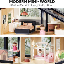 Load image into Gallery viewer, Kids' Wooden Dollhouse with Realistic Design and 53Pcs Furniture - Perfect Gift!