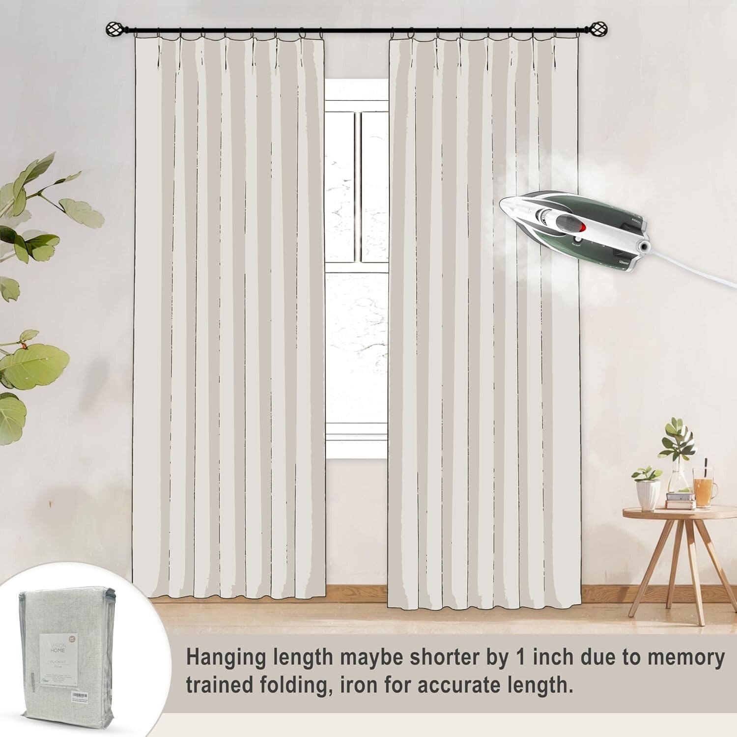 Elegant Natural Blackout Drapes with Pinch Pleat Design – 102" Long, Set of 2