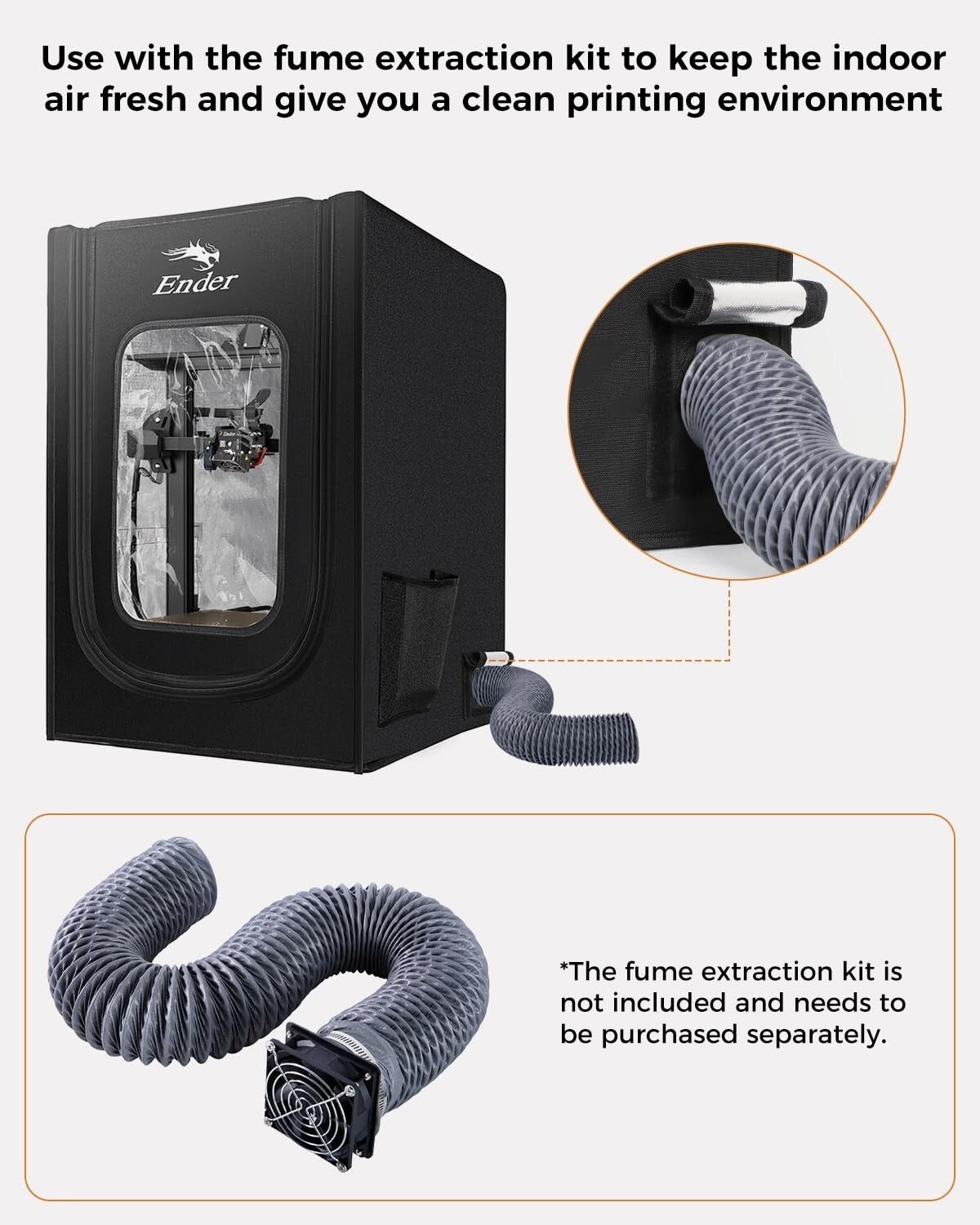 Noise-Reducing 3D Printer Dust Cover with Flame Resistance & Exhaust Interface