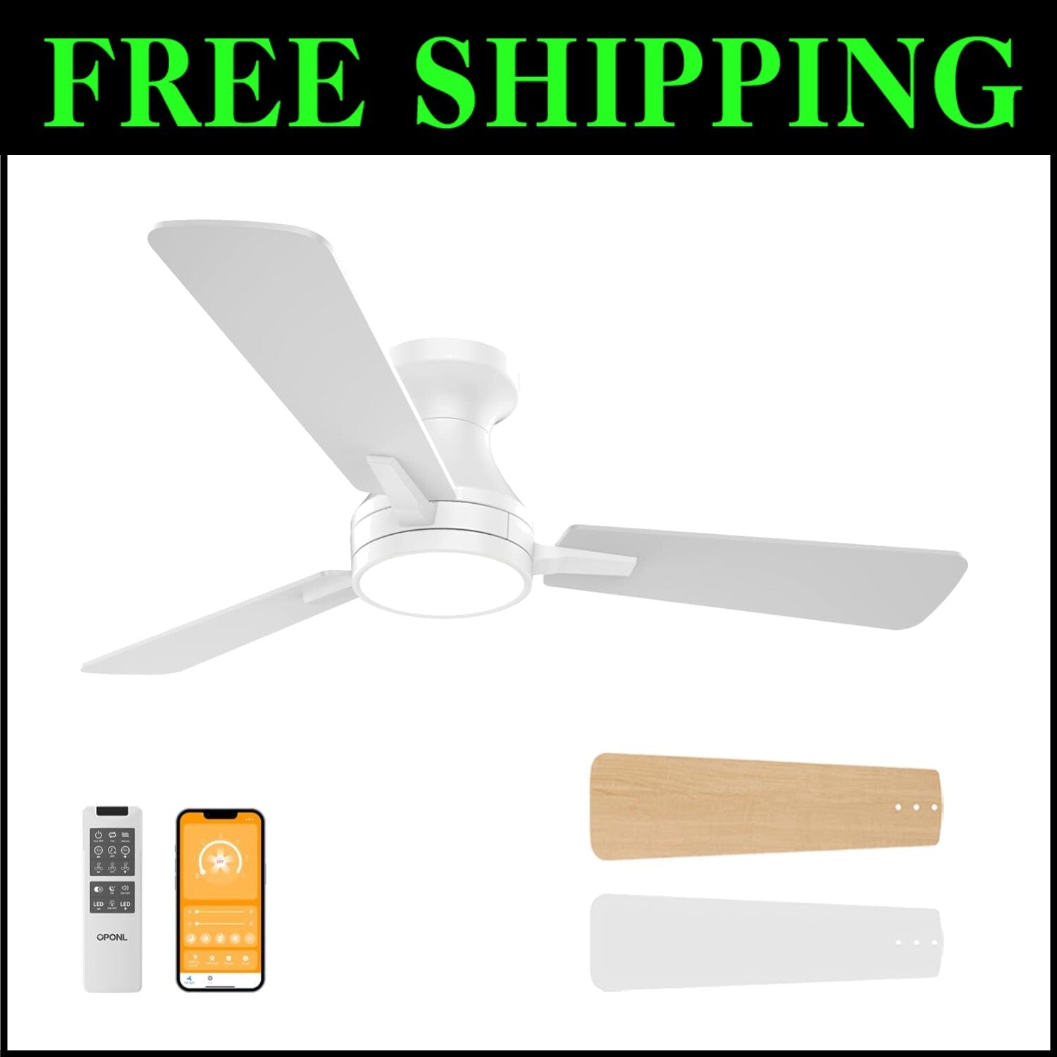 Energy Efficient Dimmable Ceiling Fan with Remote Control & Reversible Blades