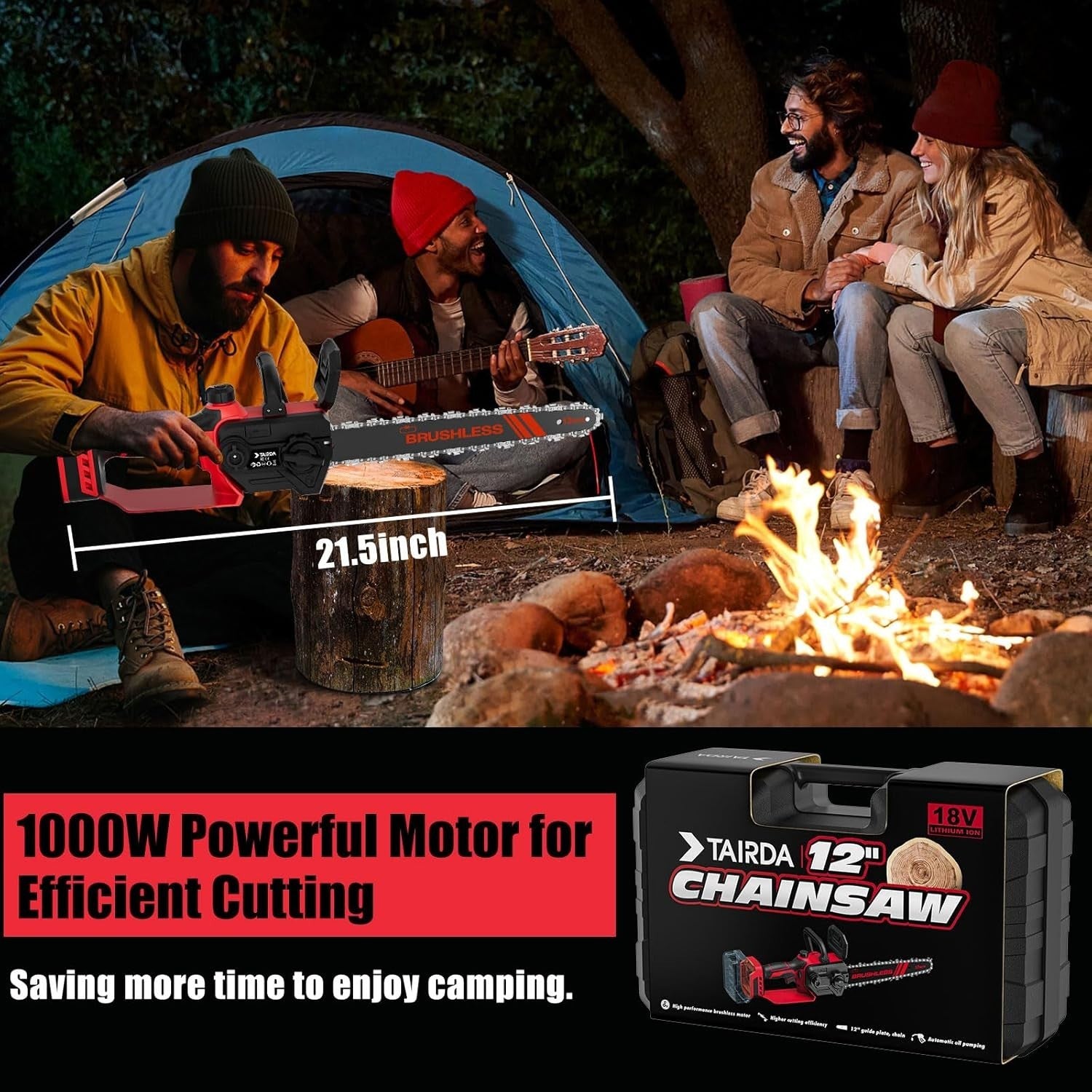 Effortless Trimming: 12-Inch Mini Chainsaw - Compatible with MWK 18V Batteries