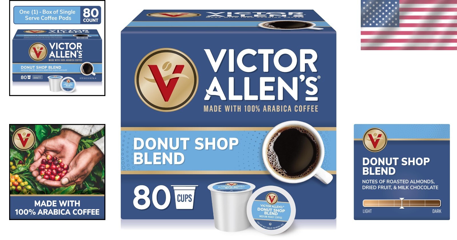 80 Count Donut Shop Blend Medium Roast Single Serve Pods for Coffee Purists