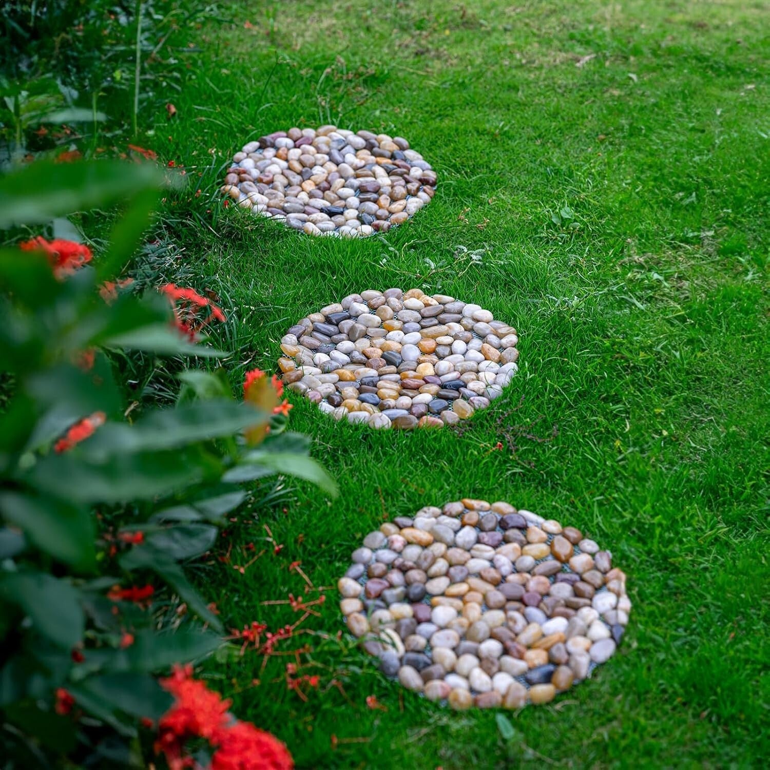 Easy-Install Decorative River Stone Stepping Stones - 6 Pack for Outdoor Use