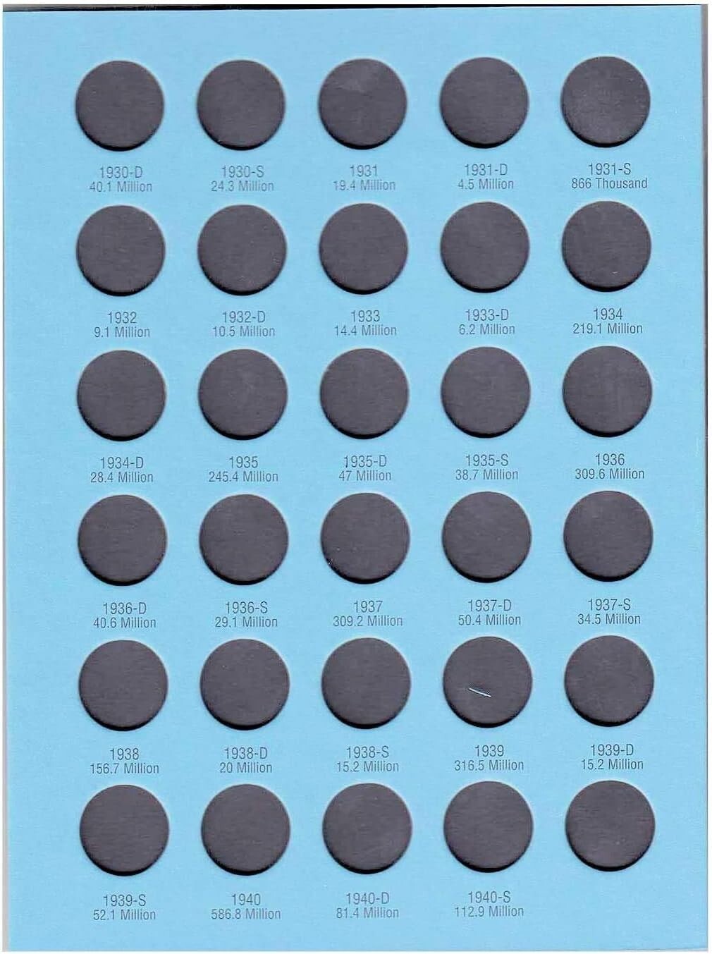 Four Volume Lincoln Cent Coin Folder Set in Federal Blue - Compact & Durable