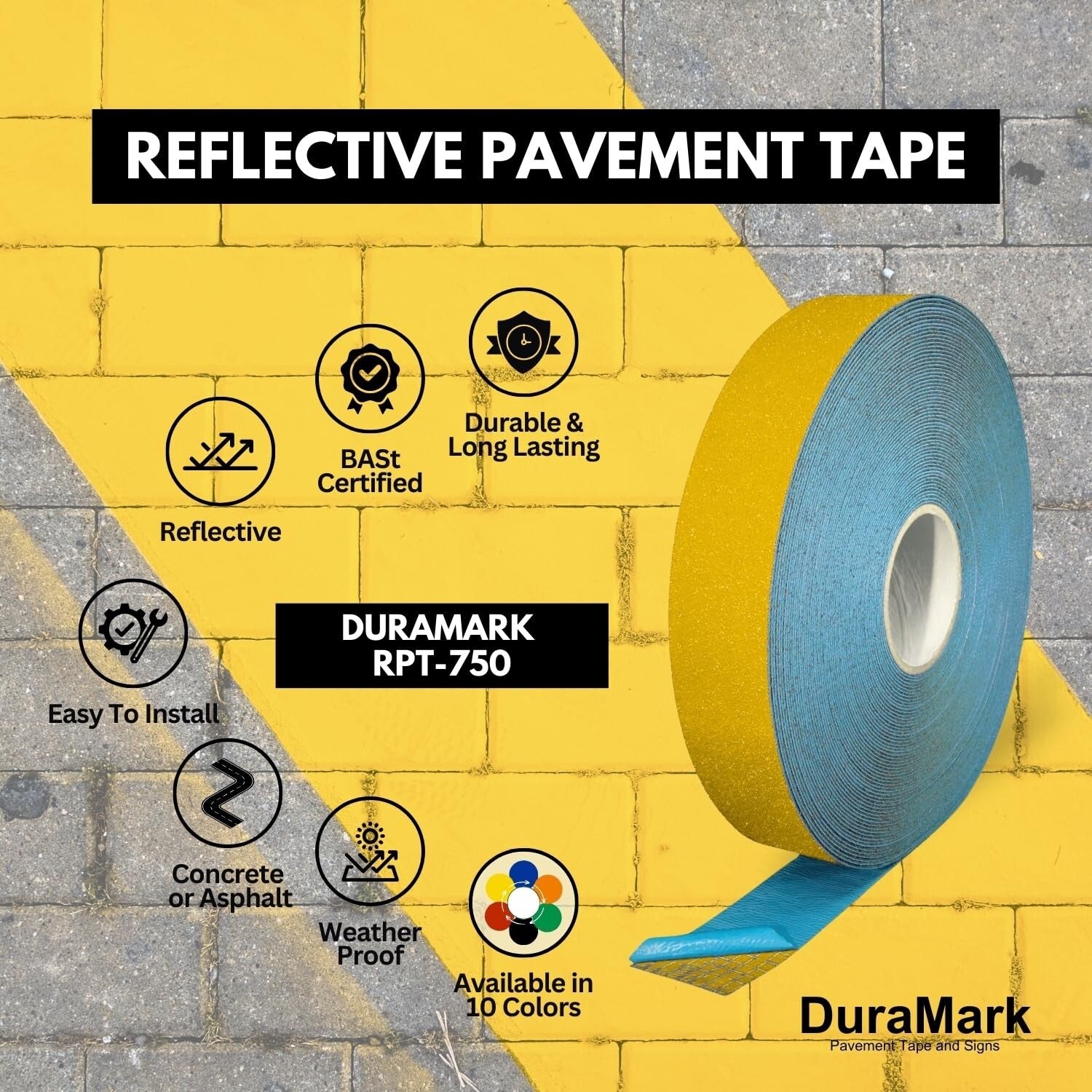 Durable Reflective Marking Tape for Crosswalks & Parking Spaces - 2" x 108 Feet