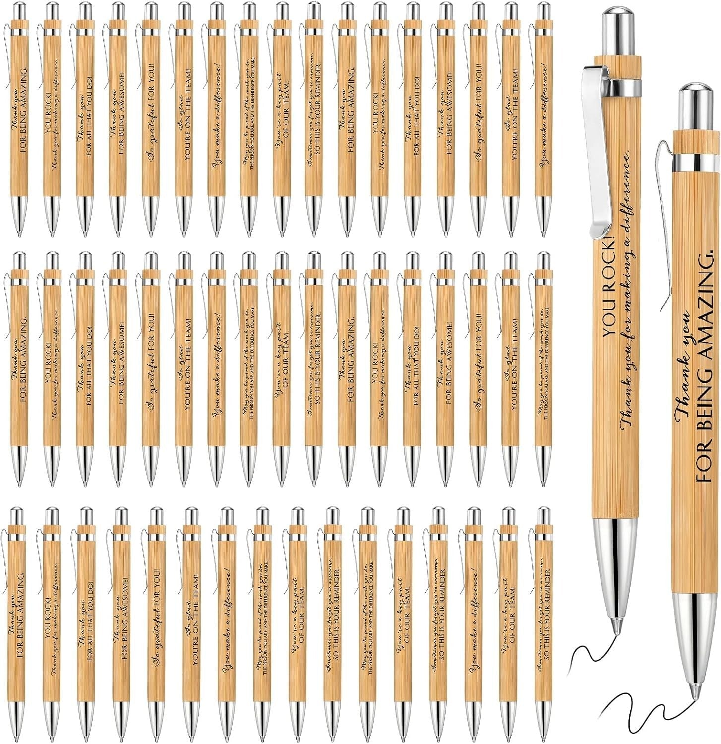 Fine Point Black Ink Bamboo Ballpoint Pens - 10 Styles for Office Motivation