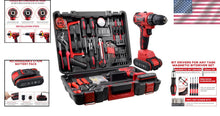 Load image into Gallery viewer, Fully Equipped 21V Cordless Drill Kit with 112-Piece Accessory Set for Home DIY