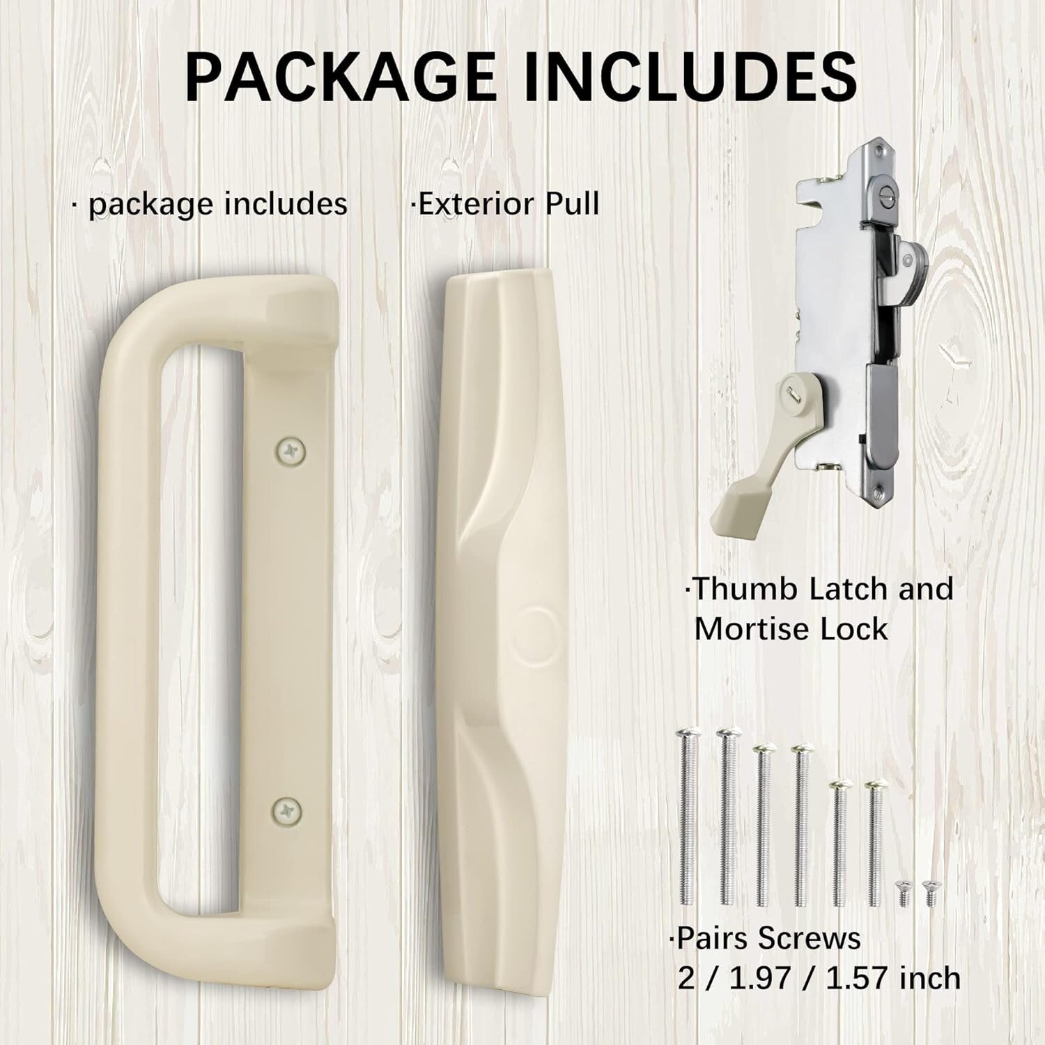 Elegant Beige Patio Door Handle Set with Mortise Lock - Easy Install & Durable
