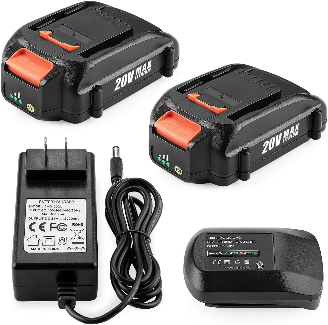 Worx 20V Battery & Charger Combo - 2-Pack with 3.5Ah Capacity for Ultimate Power