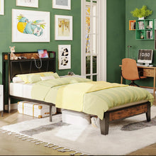 Load image into Gallery viewer, Sturdy Twin XL Bed Frame - Storage Headboard with USB Outlets for Modern Living
