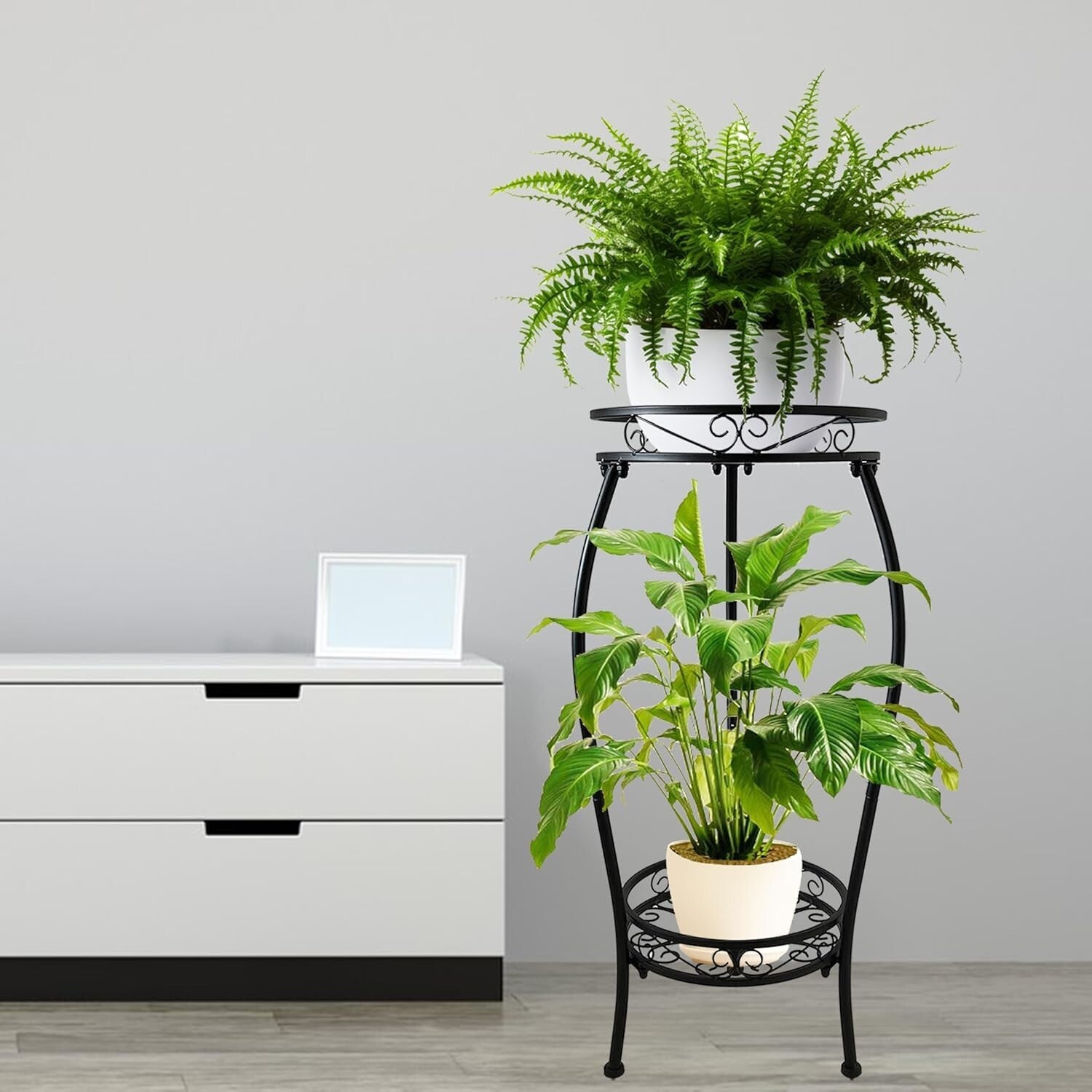 CASIMR 2-Pack 26.6'' Tall Metal Plant Stand – Rustproof & Indoor/Outdoor Use