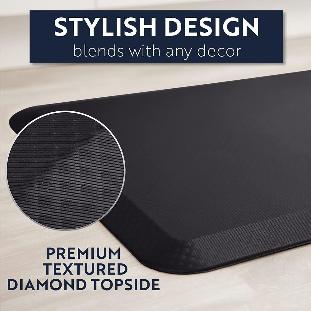 Durable Scratch-Resistant Anti-Fatigue Mat - Black, 24x17, Comfort Redefined