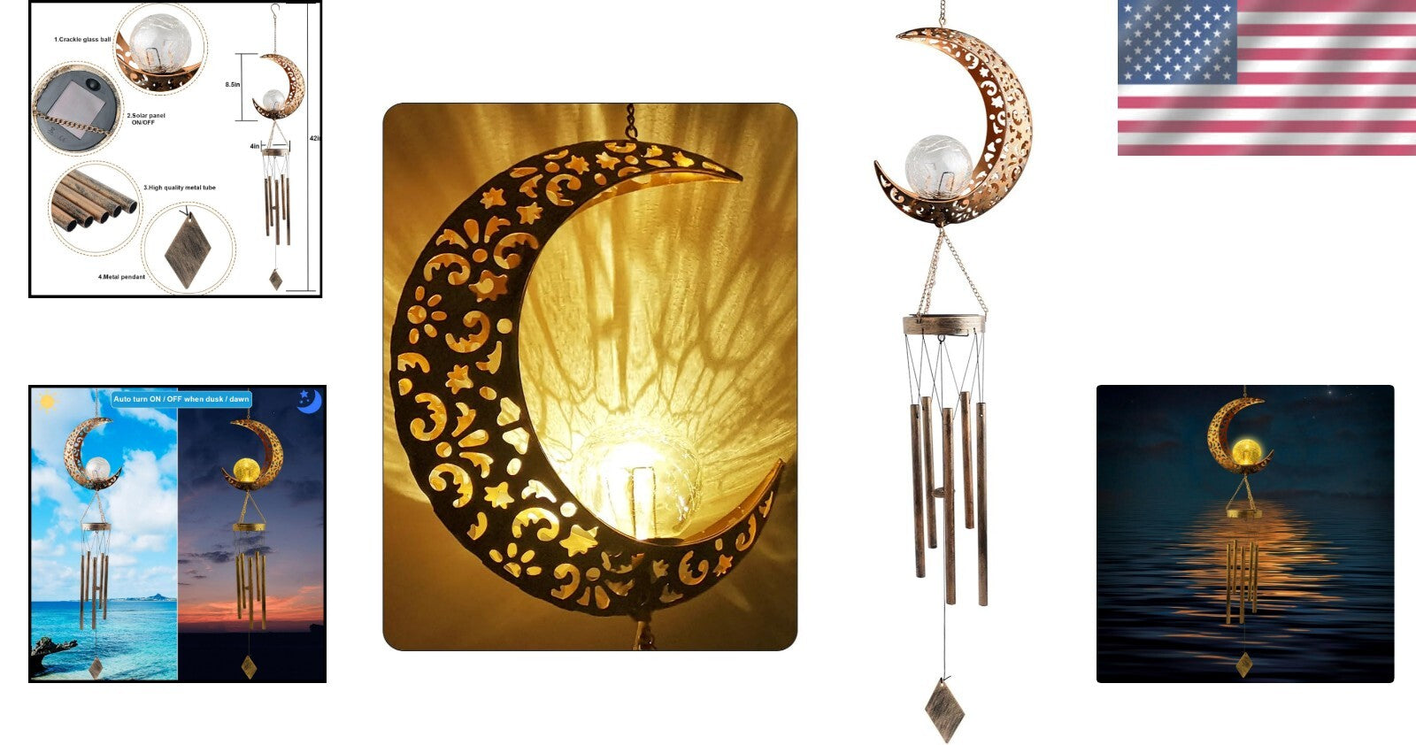 Enchanting Solar Moon Wind Chimes: Perfect Gift for Mother's Day & All Occasions