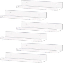 Load image into Gallery viewer, Modern Clear Acrylic 15'' Floating Shelf Set - 6 Pack for Stylish Organization