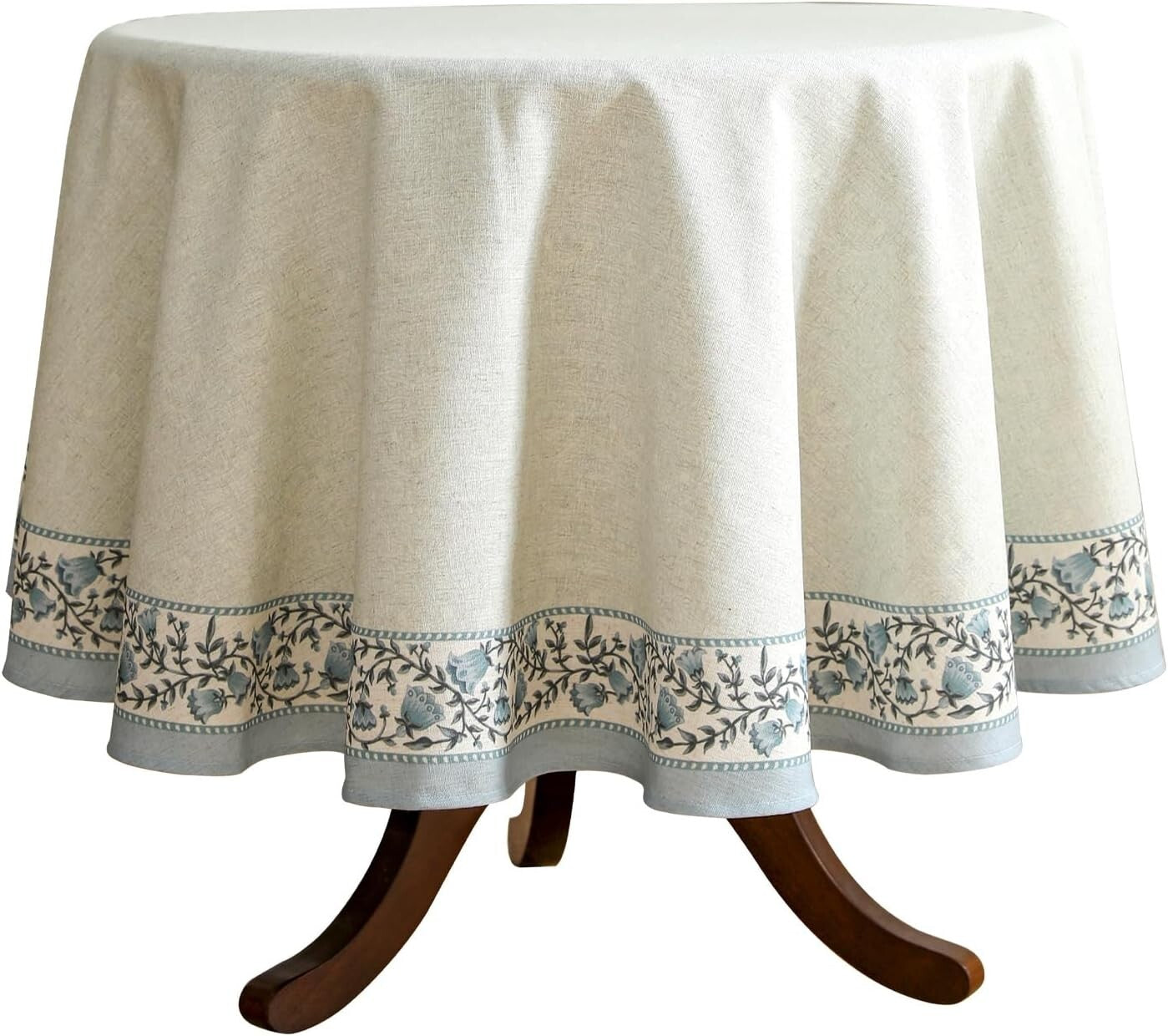 Luxury 67” Round Table Cover with Exquisite Floral Design - Machine Washable