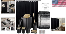 Load image into Gallery viewer, 24-Piece Luxury Bathroom Set with Waterproof Shower Curtain &amp; Rugs - Black/White