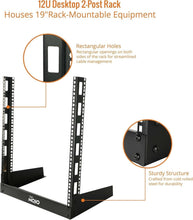 Load image into Gallery viewer, 12U Desktop Server Rack - Sturdy Open Frame for AV/Data/IT Equipment