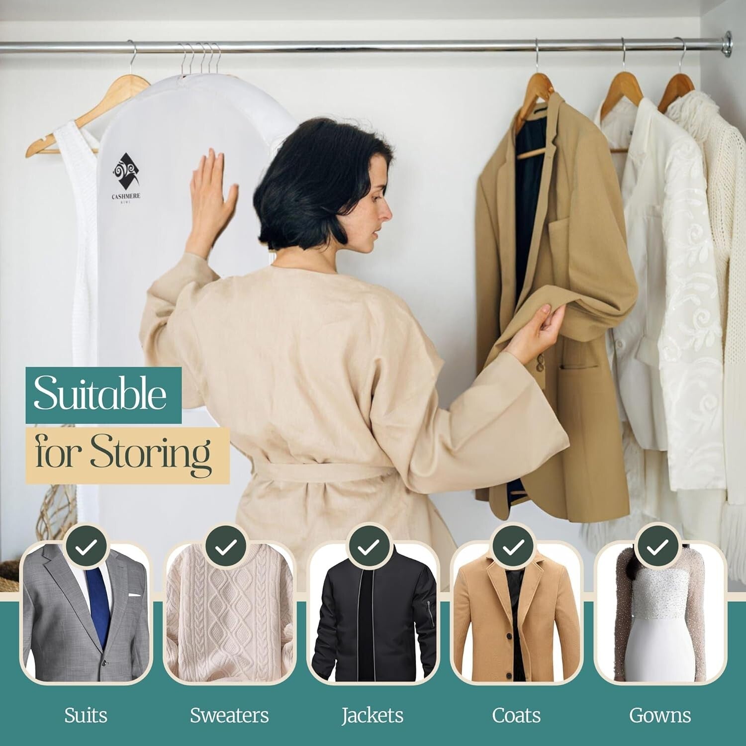 Stylish 60” Garment Bag with Cedar Blocks - Perfect for Formal Dresses and Coats