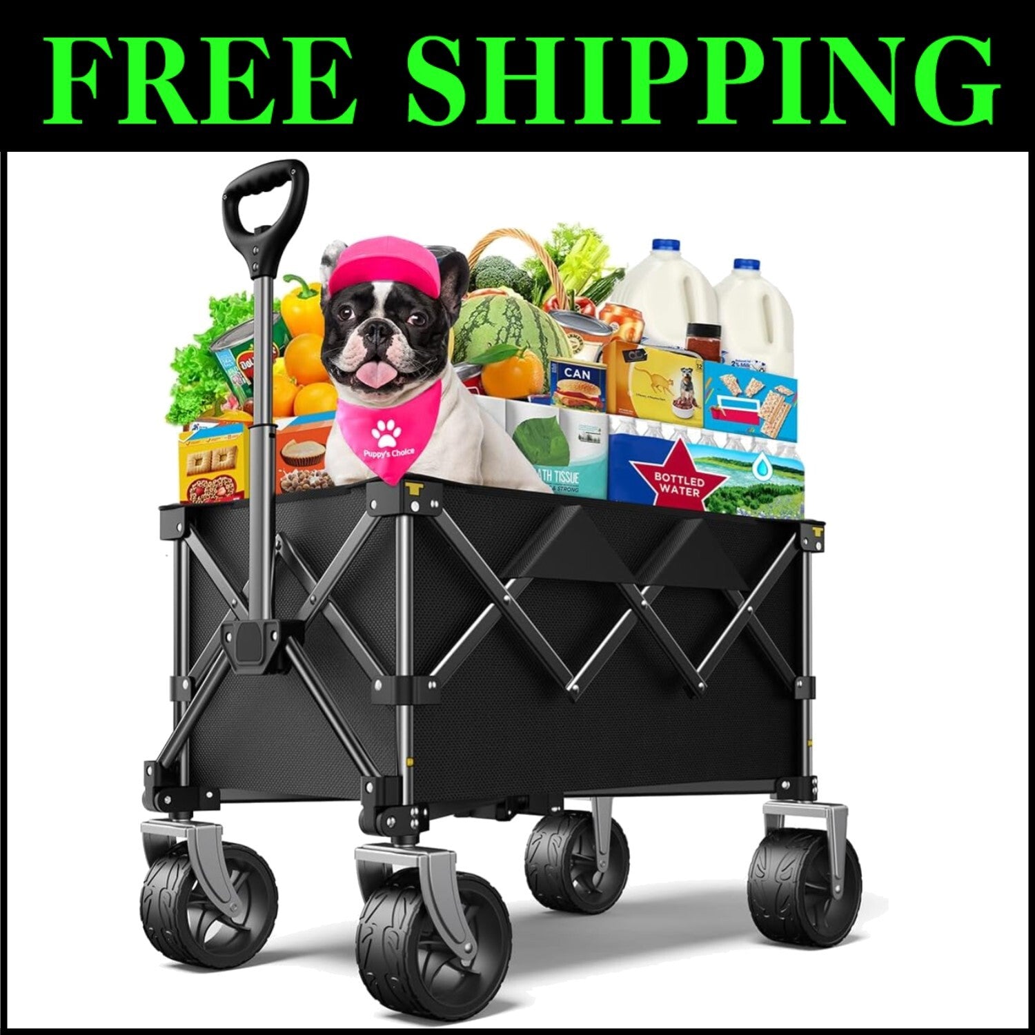 220lb Capacity Collapsible Beach Wagon with Large Wheels - All-Terrain Utility