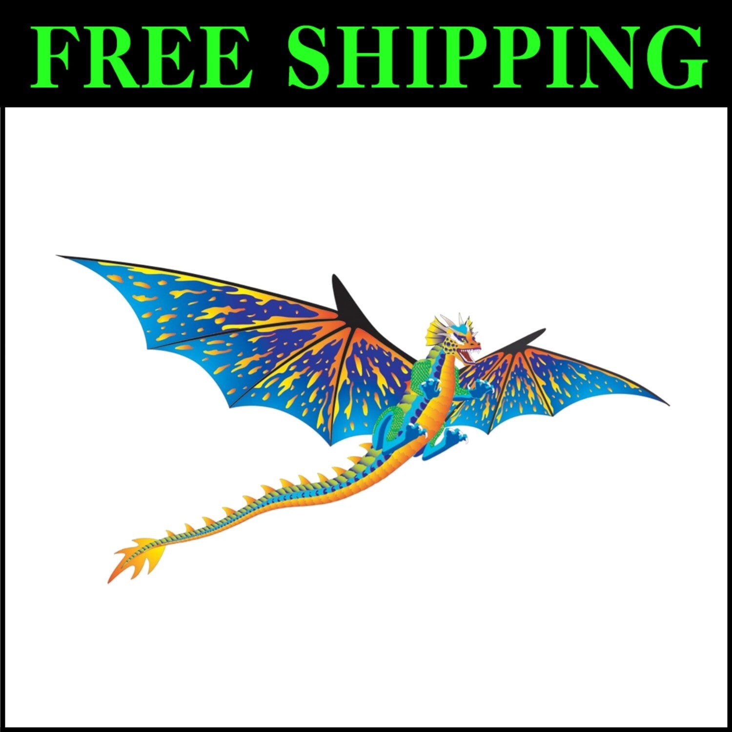 Large 76" Blue Dragon Kite - Perfect for Family Fun & Outdoor Adventures