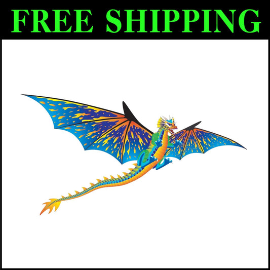 Large 76" Blue Dragon Kite - Perfect for Family Fun & Outdoor Adventures