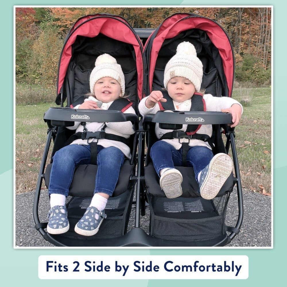 Cloud Plus Red/Black Double Stroller - Reclining, Spacious, and Stylish Design