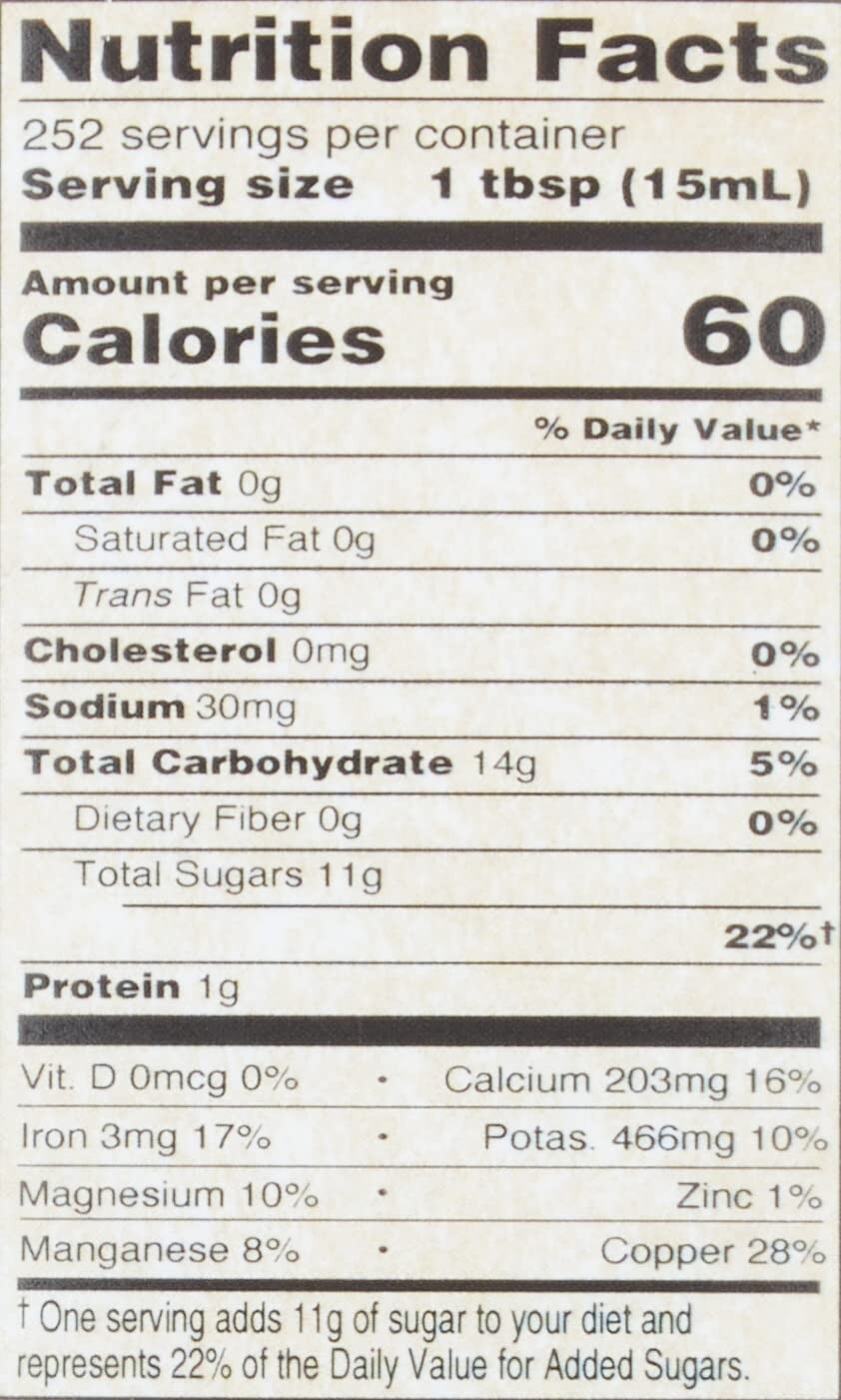 Bulk Unsulfured Blackstrap Molasses - 128 Fl Oz Jug Pack of 2 for Health Baking