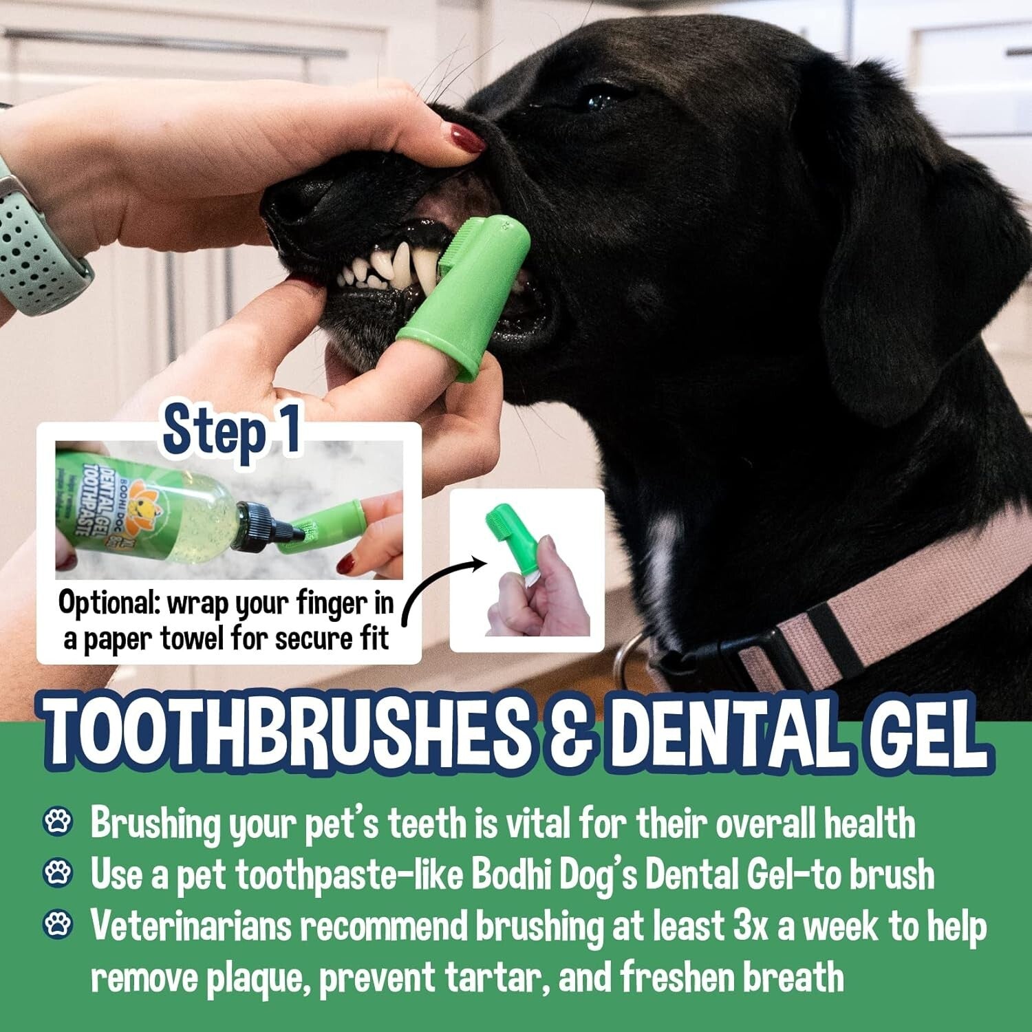 Pet Finger Toothbrush with Built-In Tongue Scraper - Clean Teeth & Fresh Breath