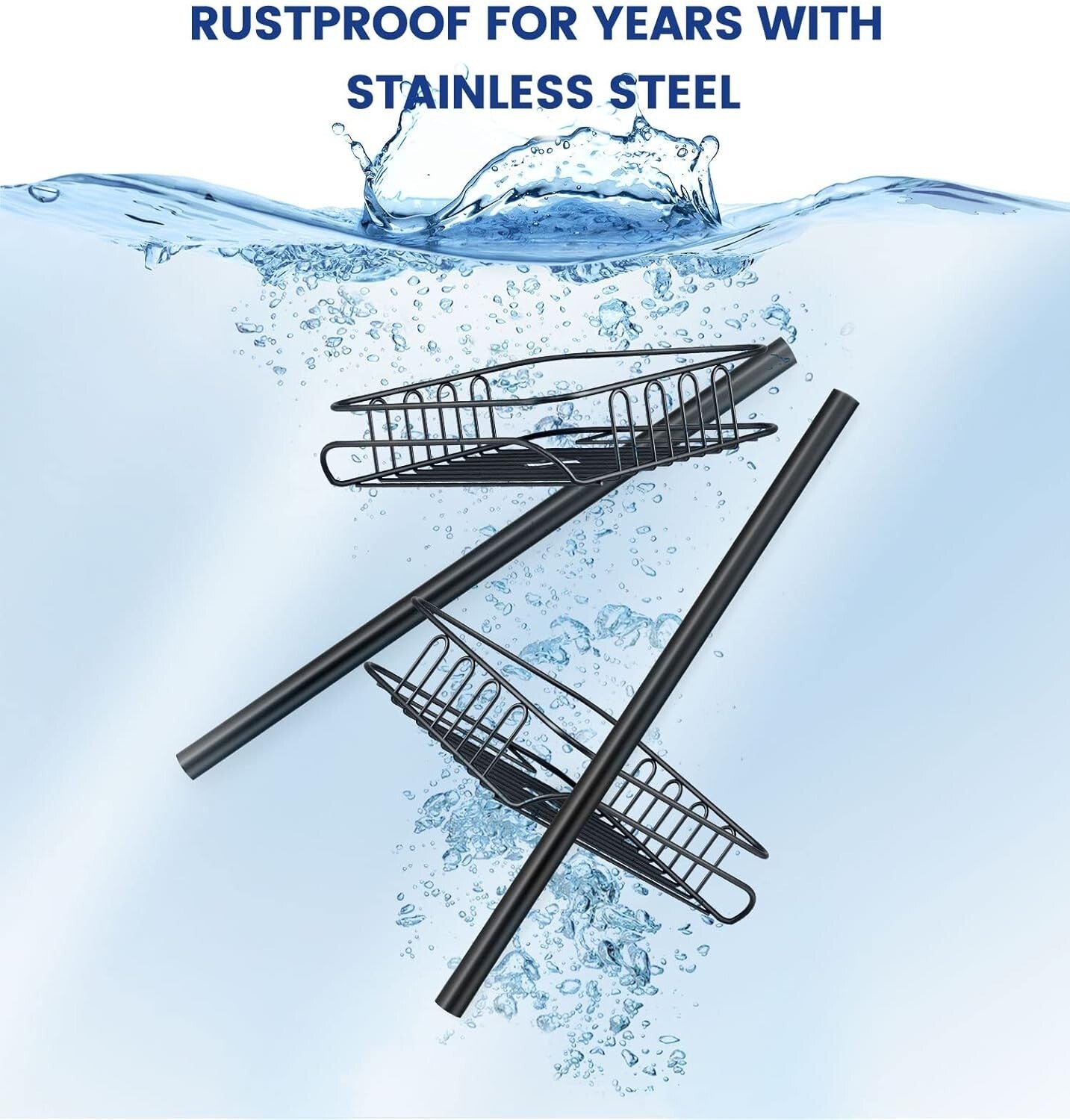 Durable Rust-Resistant Shower Organizer - Freestanding Tension Pole Caddy 113 In