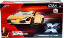 Load image into Gallery viewer, Fast &amp; Furious Gold Chrome Lamborghini Gallardo Collector's Die-Cast Car - 1:24